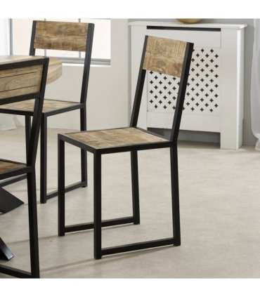 Cosmo Industrial Metal & Wood Dining Chair (Set of 2)