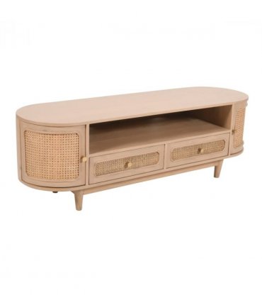 Valencia Cane & Mango Wood 2 Drawers And 2 Door Tv Cabinet