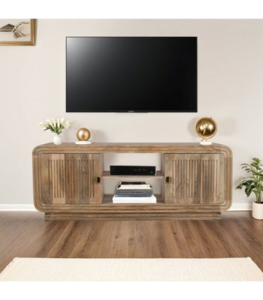 Hudson Carved Mango Wood 2 Doors Tv Cabinet
