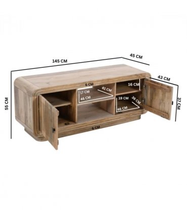 Hudson Carved Mango Wood 2 Doors Tv Cabinet