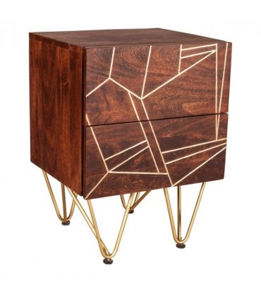 Dark Gold 2 Drawer Side Table