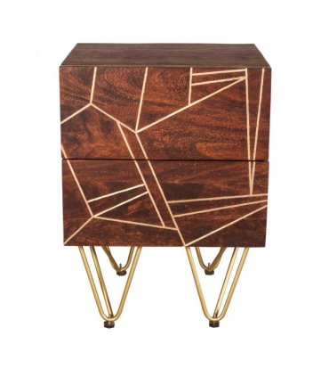 Dark Gold 2 Drawer Side Table