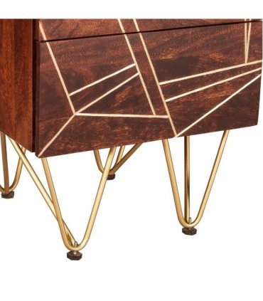 Dark Gold 2 Drawer Side Table