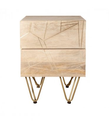 Light Gold 2 Drawer Side Table