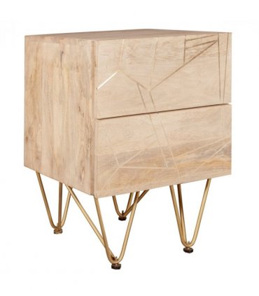 Light Gold 2 Drawer Side Table