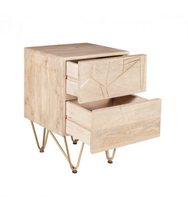 Light Gold 2 Drawer Side Table