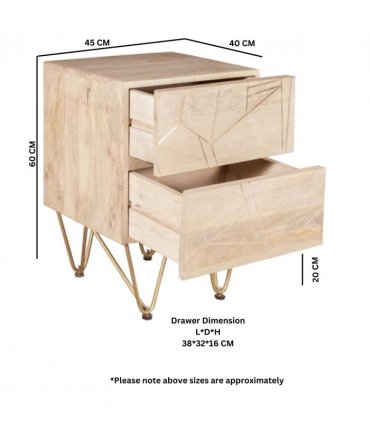 Light Gold 2 Drawer Side Table