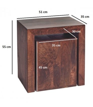Toko Dark Mango Cubed Nest Of 2 Tables