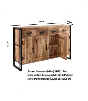 Cosmo Industrial Extra Large Sideboard