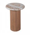 Ashford Natural Marble & Wood Pedestal Side Table