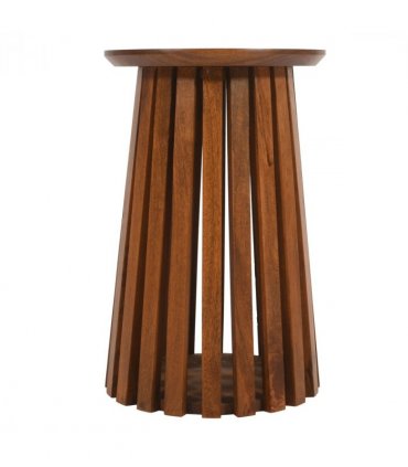 Slatted Mango Wood Side Table