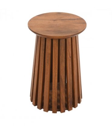 Slatted Mango Wood Side Table