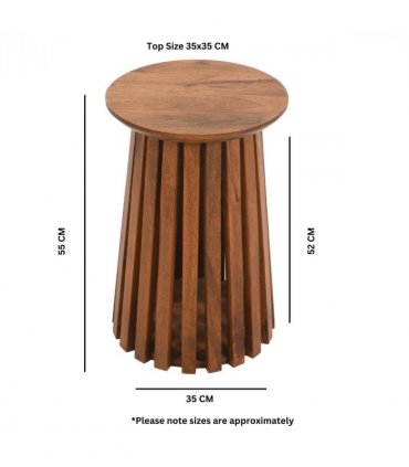 Slatted Mango Wood Side Table