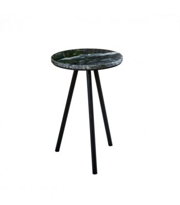 Opal Side Table With Black Marble Top & Metal Legs