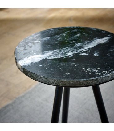 Opal Side Table With Black Marble Top & Metal Legs