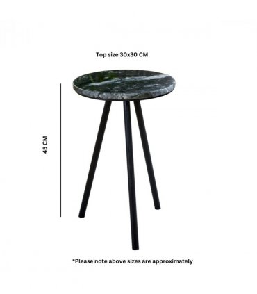 Opal Side Table With Black Marble Top & Metal Legs