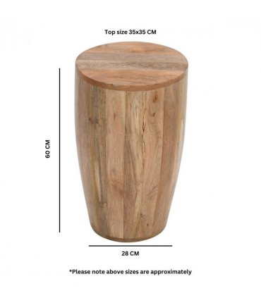 Surrey Solid Wood Drum Side Table