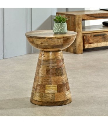 Solid Wood Round Side Table Mushroom Style, Elegant And Versatile