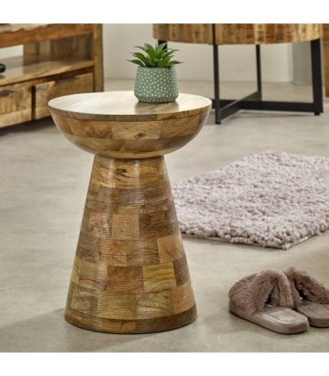 Solid Wood Round Side Table Mushroom Style, Elegant And Versatile
