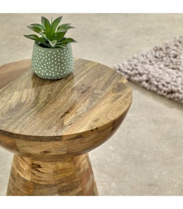 Solid Wood Round Side Table Mushroom Style, Elegant And Versatile