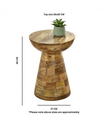 Solid Wood Round Side Table Mushroom Style, Elegant And Versatile