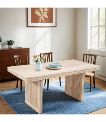 Hudson Carved Mango Wood Dining Table 6 Seater