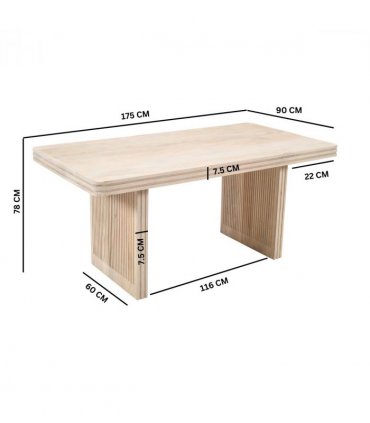 Hudson Carved Mango Wood Dining Table 6 Seater
