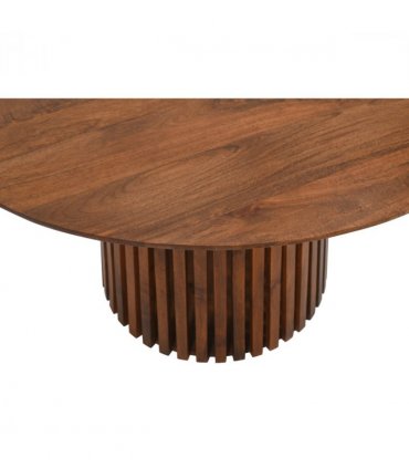 Slatted Mango Wood Round Dining Table 4 To 6 Seater