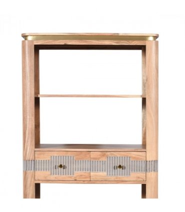Wilton Acacia Wood 2 Drawers Open Bookcase