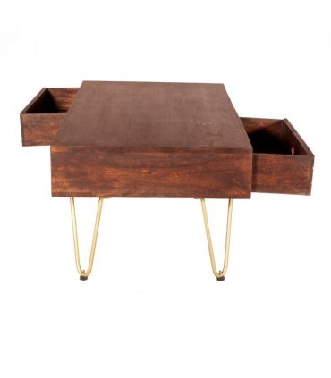Dark Gold Rectangular Coffee Table With Drawer