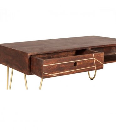 Dark Gold Rectangular Coffee Table With Drawer