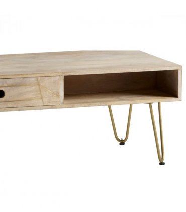 Light Gold Rectangular Coffee Table With Drawer