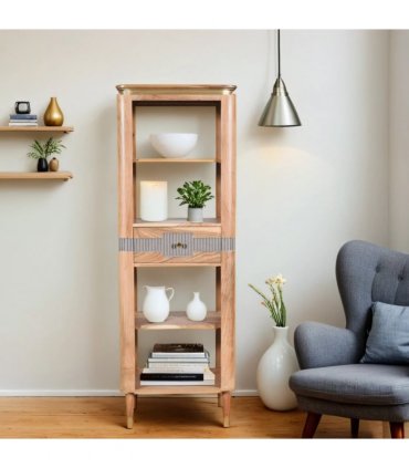 Wilton Acacia Wood Slim Bookcase With 1 Drawers