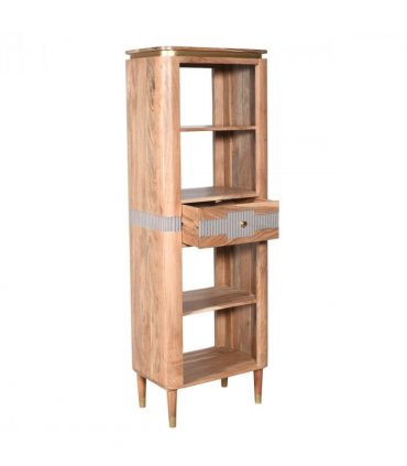 Wilton Acacia Wood Slim Bookcase With 1 Drawers