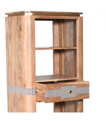 Wilton Acacia Wood Slim Bookcase With 1 Drawers