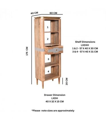 Wilton Acacia Wood Slim Bookcase With 1 Drawers
