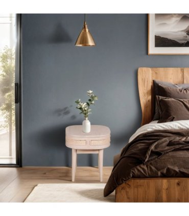 Valencia Cane & Mango Wood Bedside Table
