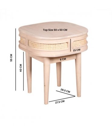 Valencia Cane & Mango Wood Bedside Table