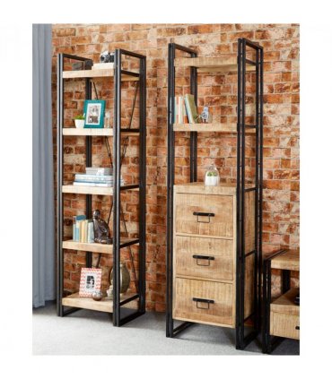 Cosmo Industrial Slim Open Bookcase