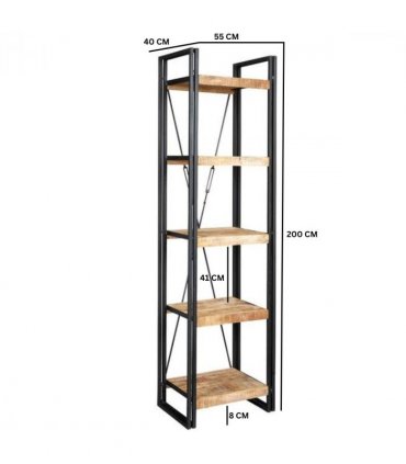 Cosmo Industrial Slim Open Bookcase