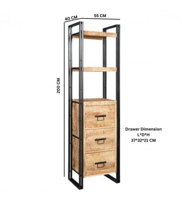 Cosmo Industrial Slim Bookcase