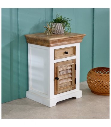 Alfie Solid Mango Wood Bedside Cabinet 1 Drawer  1 Door