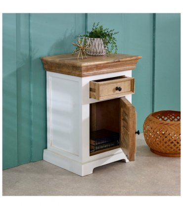 Alfie Solid Mango Wood Bedside Cabinet 1 Drawer  1 Door