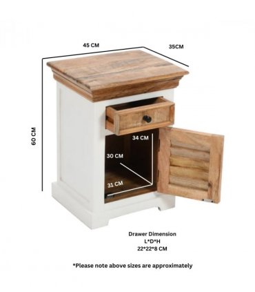 Alfie Solid Mango Wood Bedside Cabinet 1 Drawer  1 Door