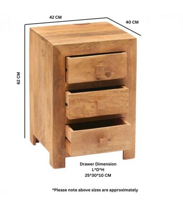 Toko Light Mango 3 Drawer Bedside