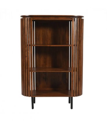 Slatted Mango Wood Bookcase- Medium High