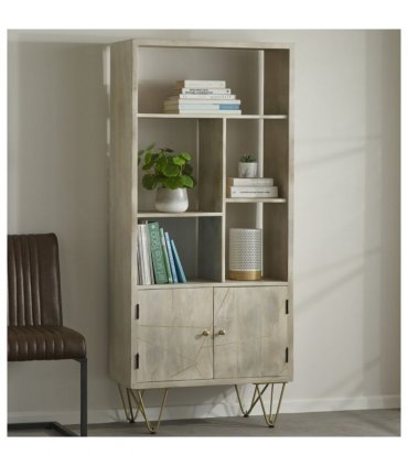 Light Gold Large Bookcase 2 Door