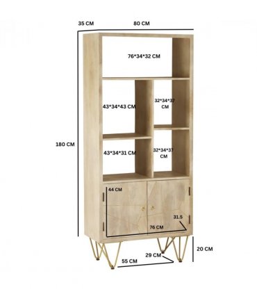 Light Gold Large Bookcase 2 Door