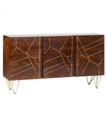 Dark Gold Extra Large Sideboard 3 Drawers And 2 Doors