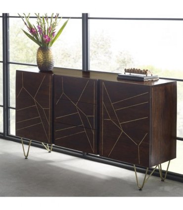 Dark Gold Extra Large Sideboard 3 Drawers And 2 Doors